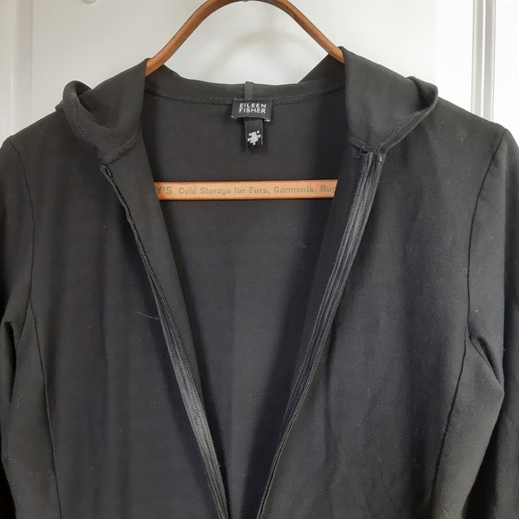Eileen Fisher Crepe Viscose Zip Front Tunic Hoodie - Picture 11 of 11